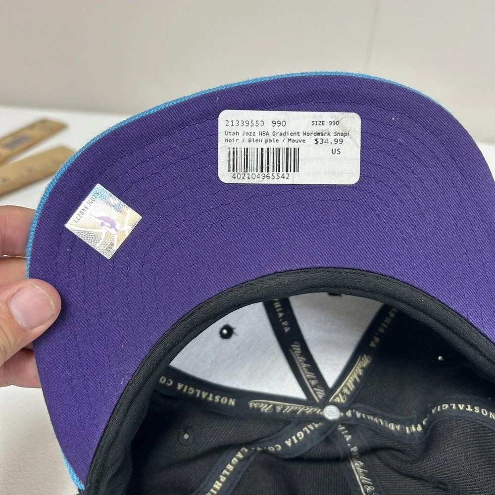 Mitchell & Ness Snapback Hat Men's NBA Utah Jazz Gradient Kordmark NoirPale Blue
